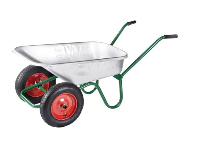 Walsall Wheelbarrow Galvanised 90L Silver Twin Wheel